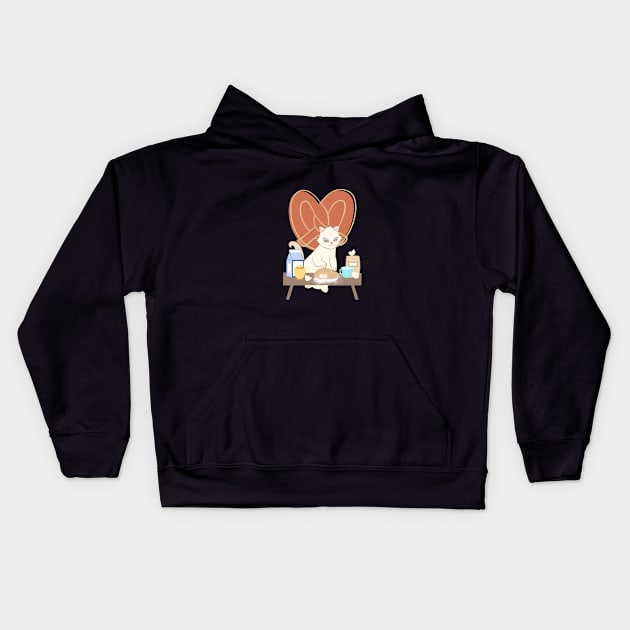 Cat kneading pretzel Kids Hoodie by CTstudio